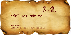 Kállai Nóra névjegykártya