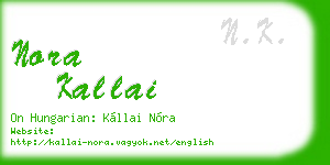 nora kallai business card