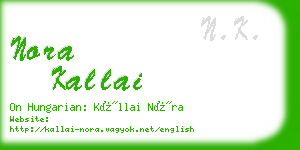 nora kallai business card